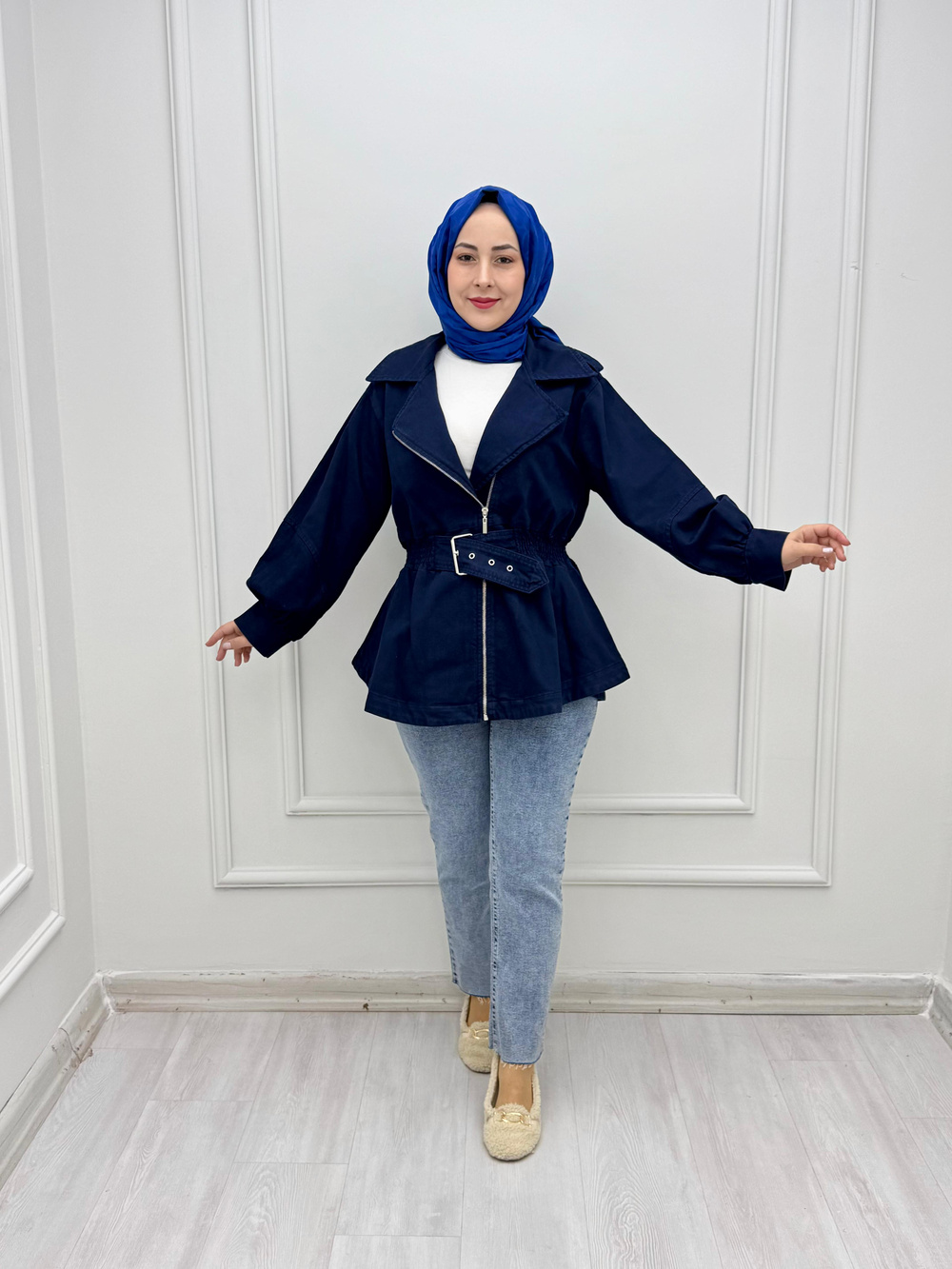 1950-Denim Ceket-Koyu Lacivert