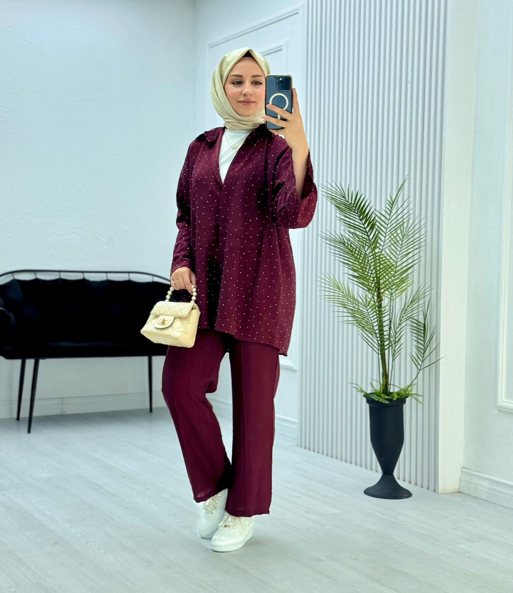 2034-Sheın Takım-Bordo