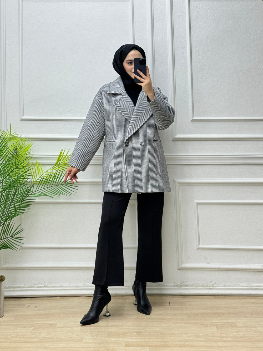 2071-Kaşe Kaban-Gri