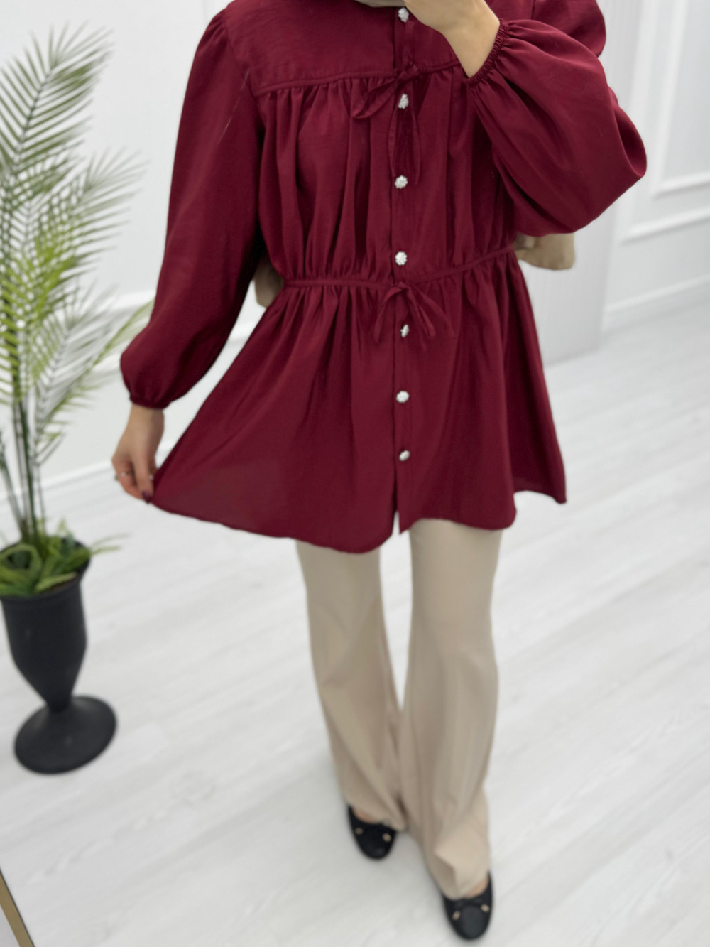 2145-Monica Gömlek-Bordo