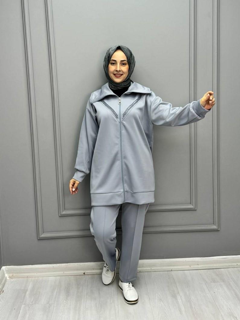 2565-Henna Pantolon Takım-Gri