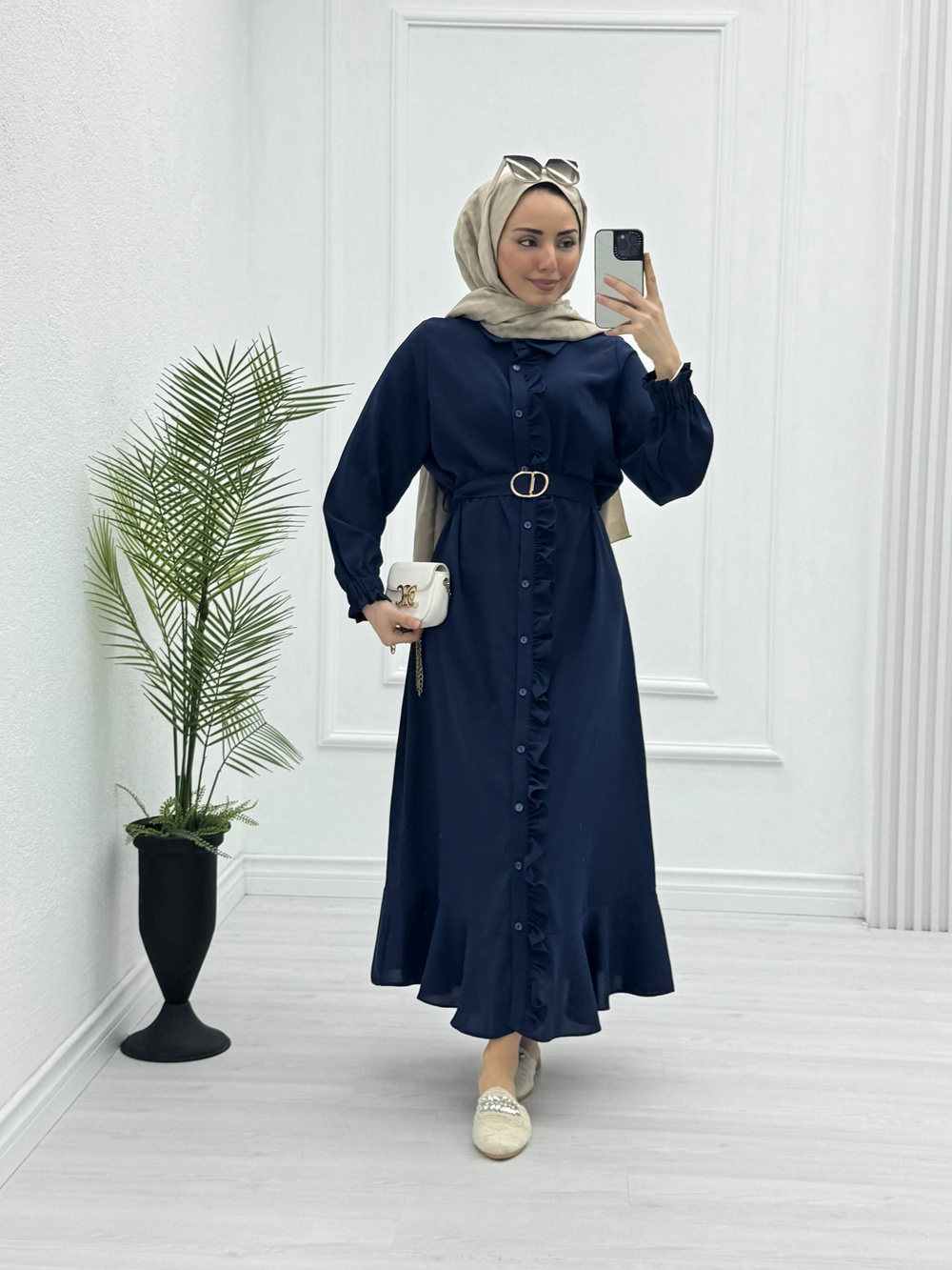3221-Roya Elbise-Lacivert
