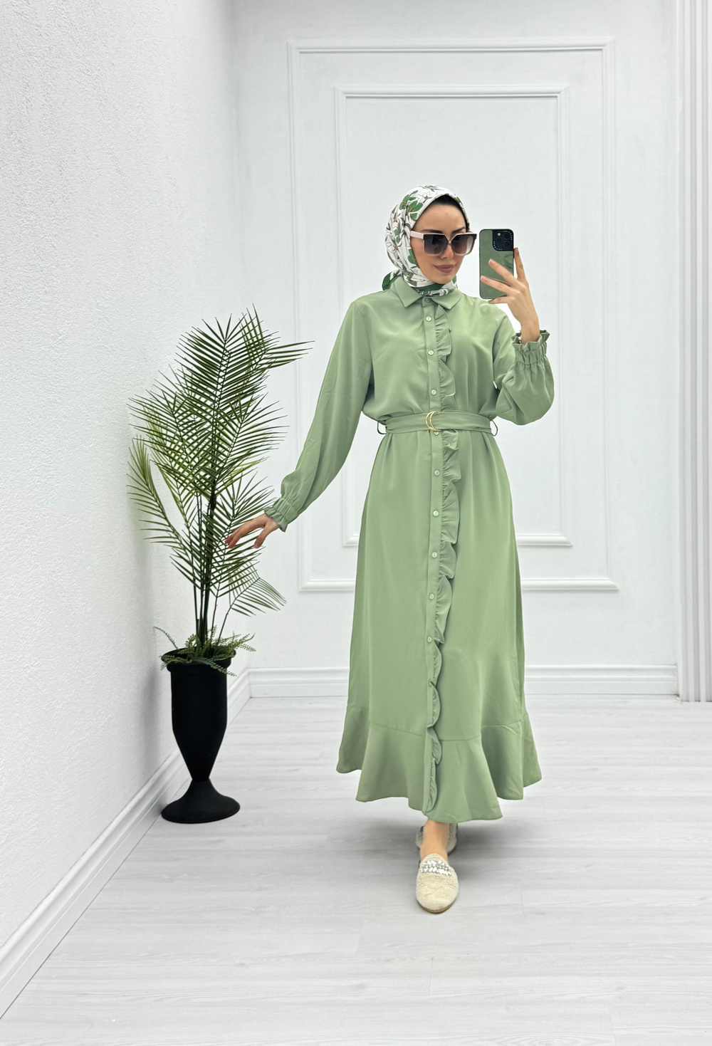 3221-Roya Elbise-Yeşil