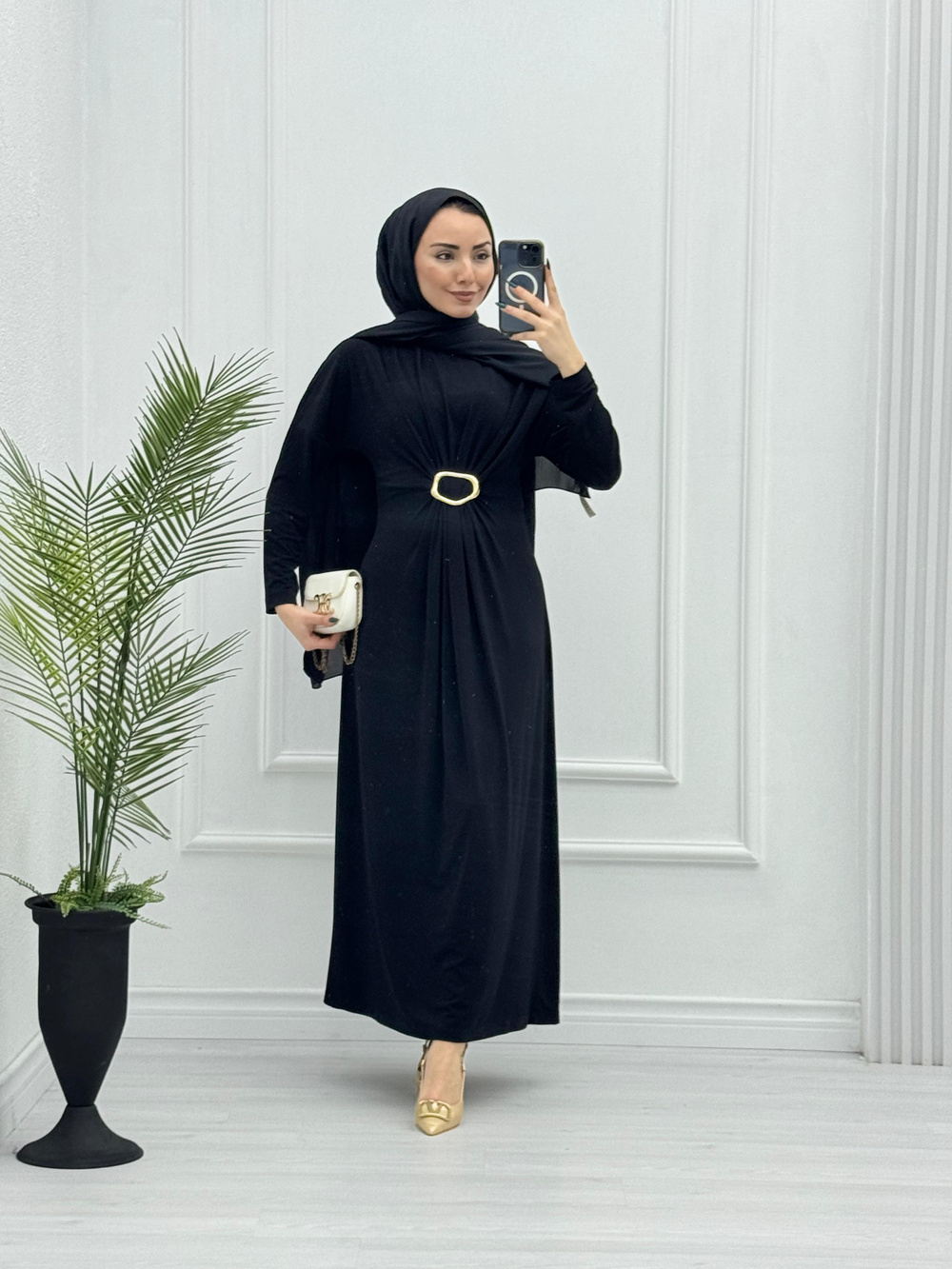 3228-Sendy Elbise-Siyah