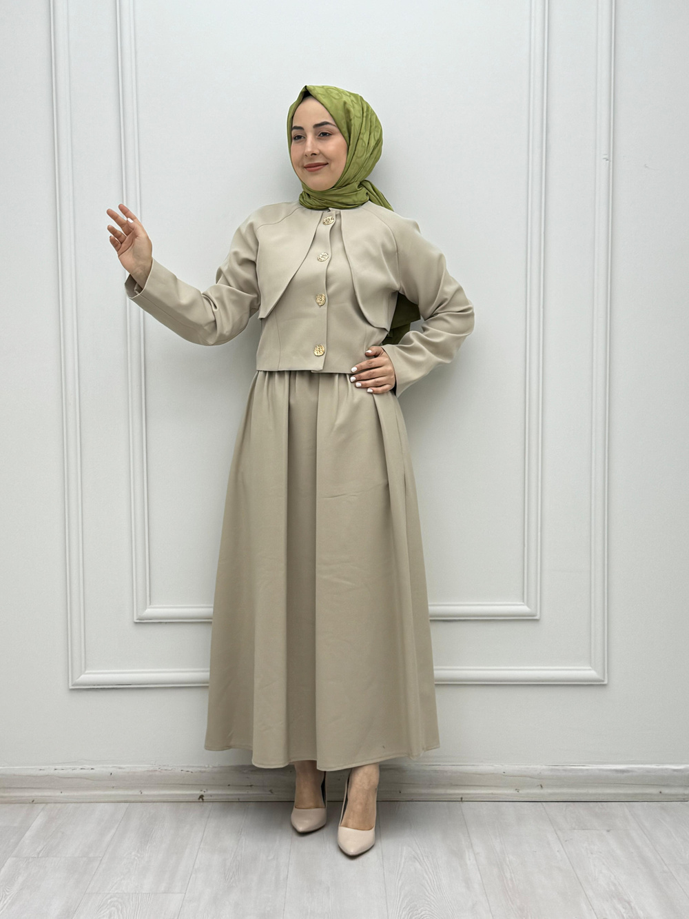 3231-Ladie Takım-Krem