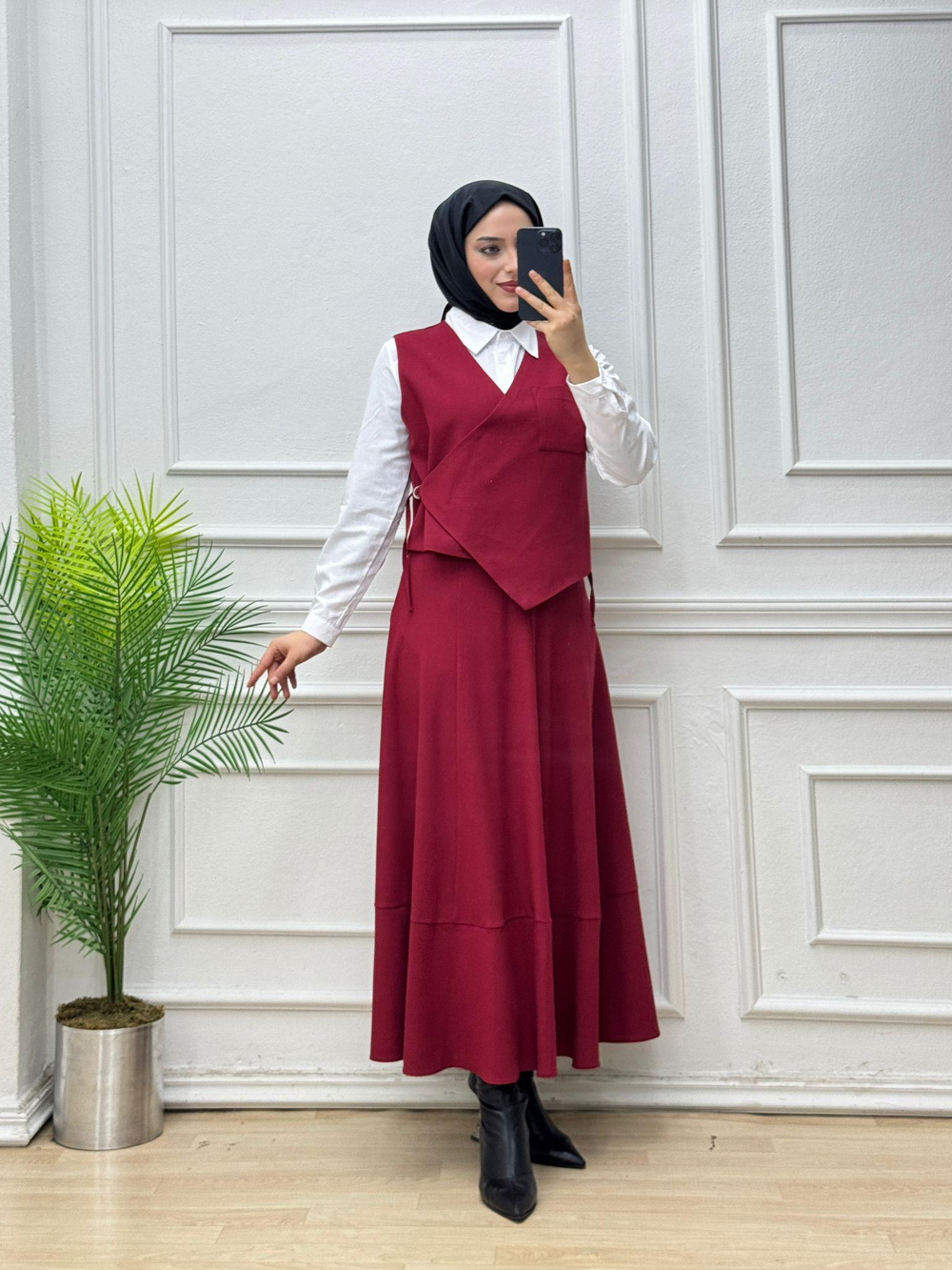 3455-Amine Takım-Bordo