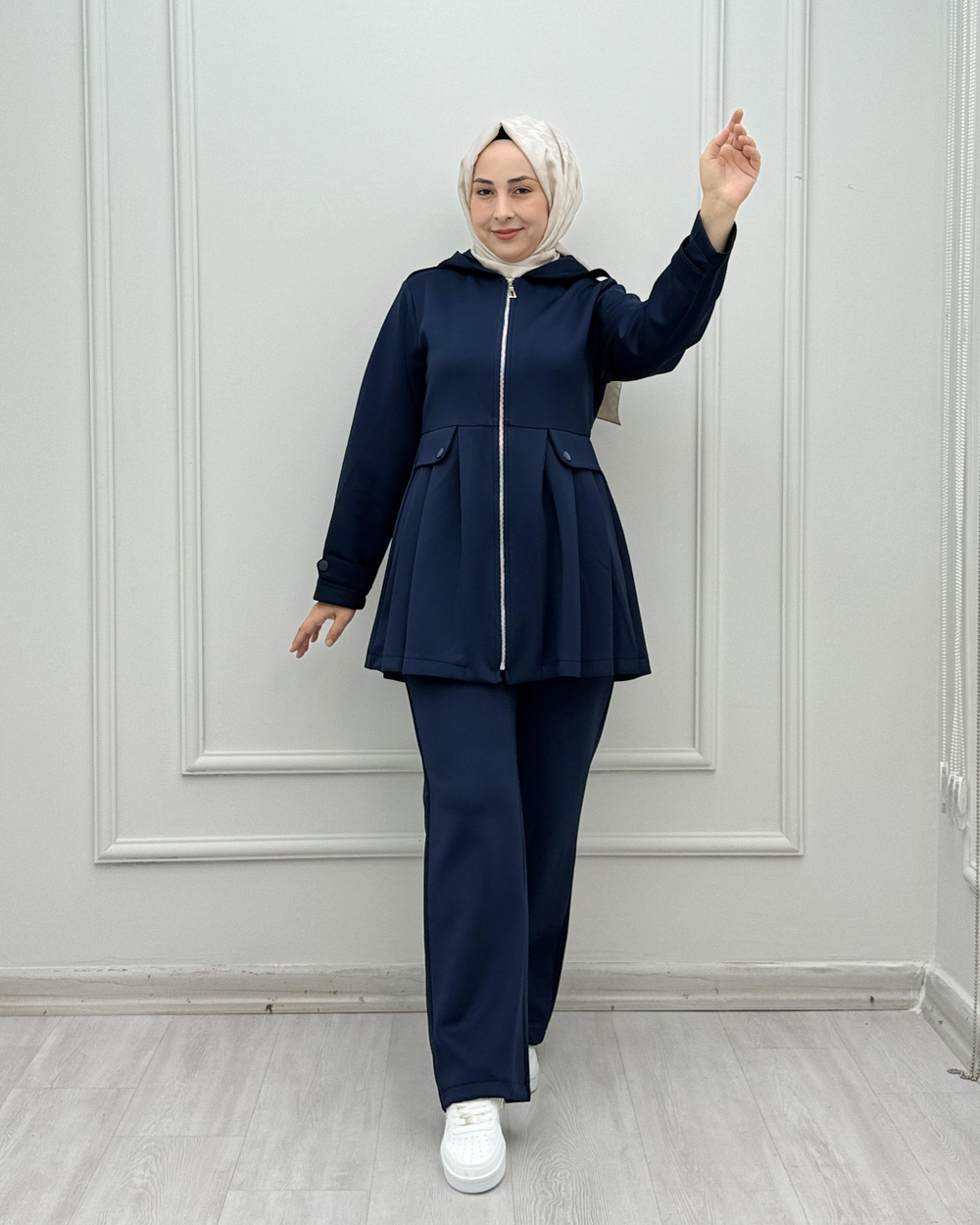 3550-Pilili Takım-Lacivert