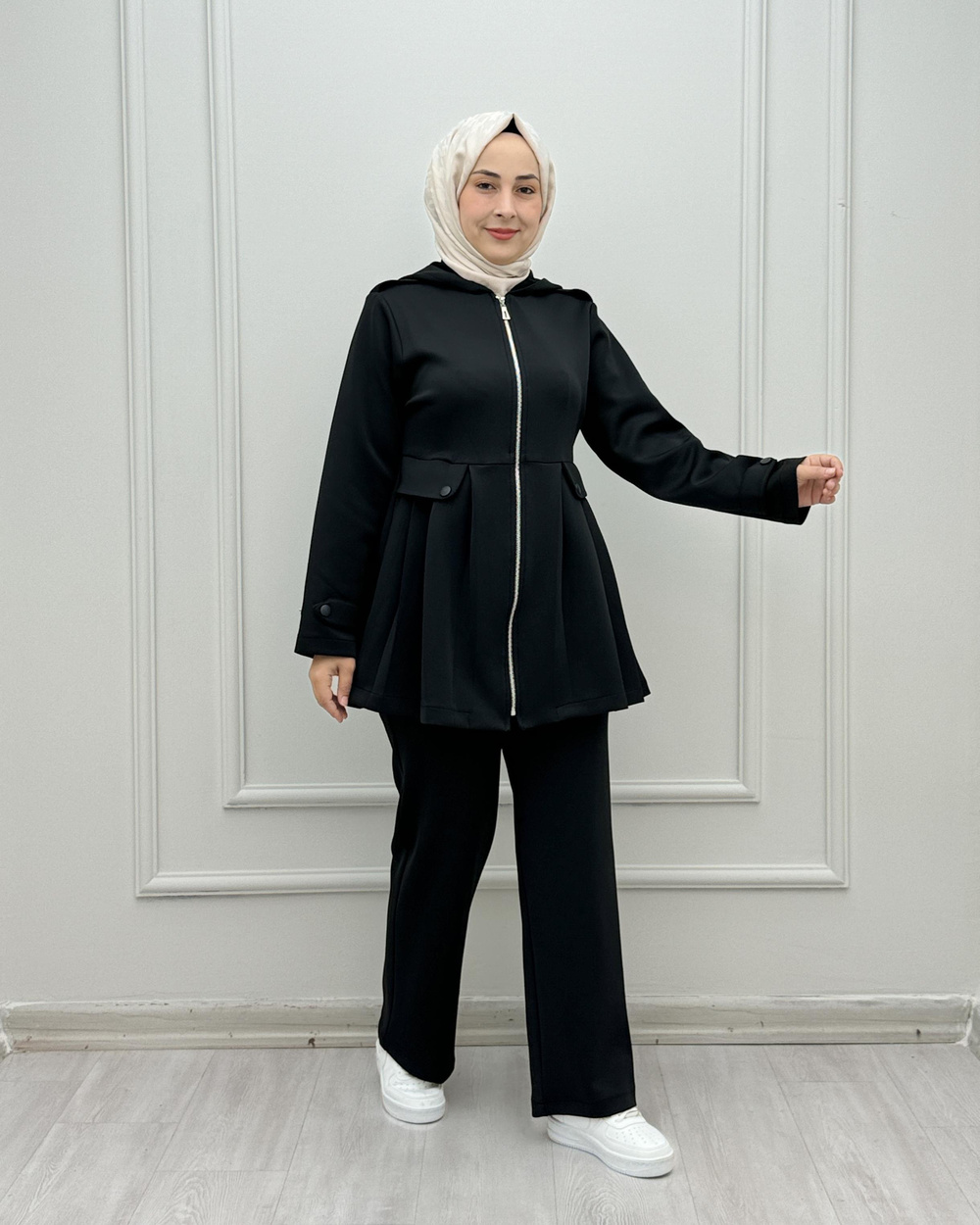 3550-Pilili Takım-Siyah