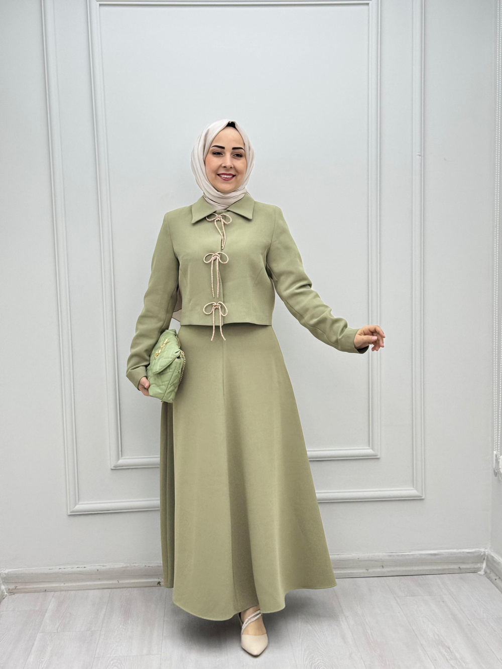 3788-Fiyonklu Takım-Yeşil