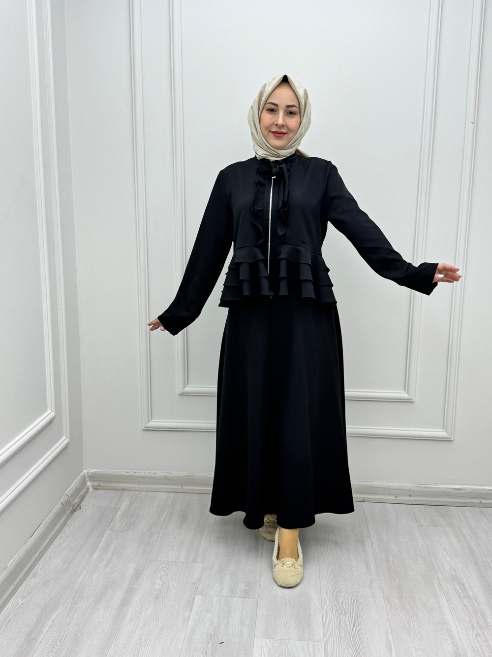 5394-Fırfırlı Takım-Siyah