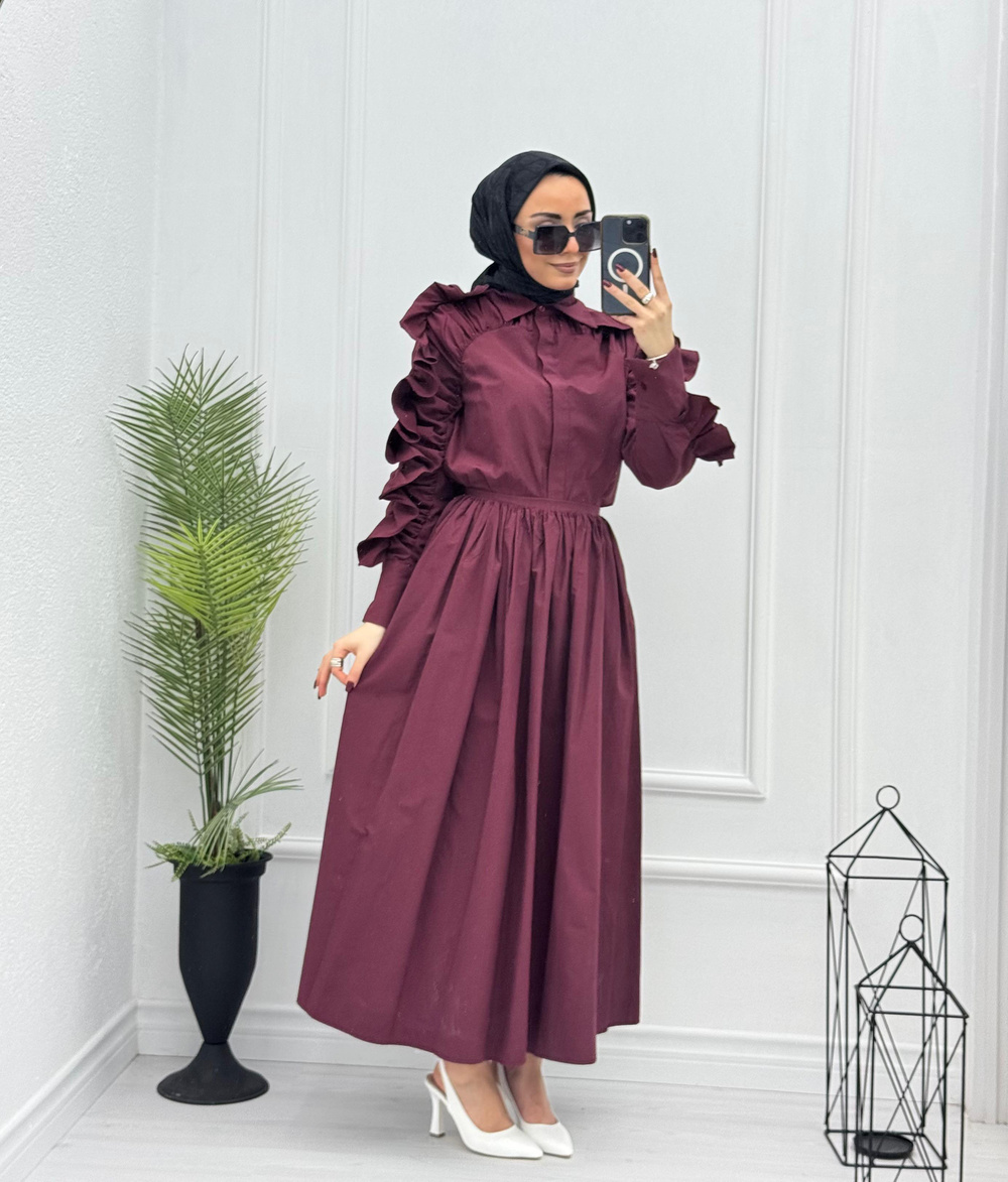5678-Vual Takım-Bordo