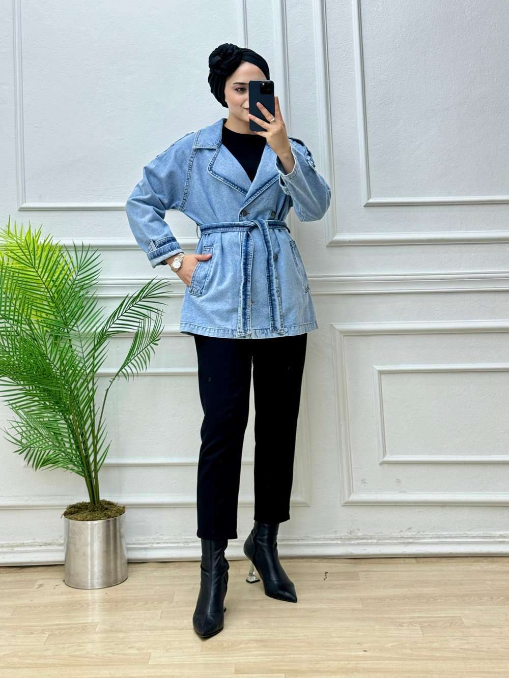 8632-Denim Ceket-Mavi