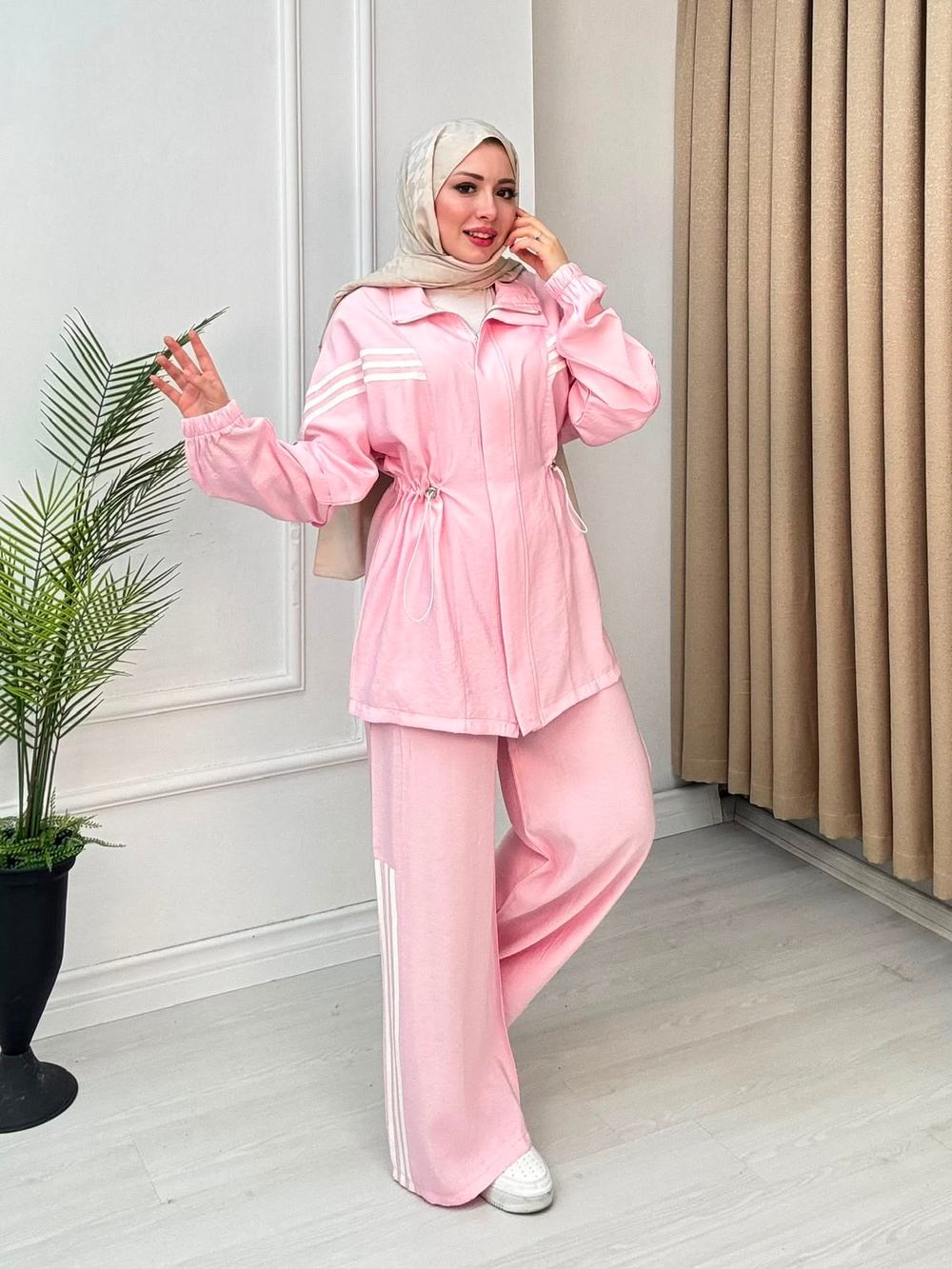 Br5570-Çizgili Spor Takım-Pembe