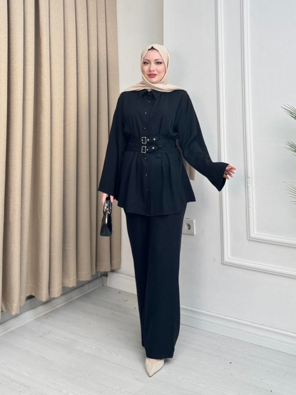 Dx3627-Çift Kemerli Takım-Siyah