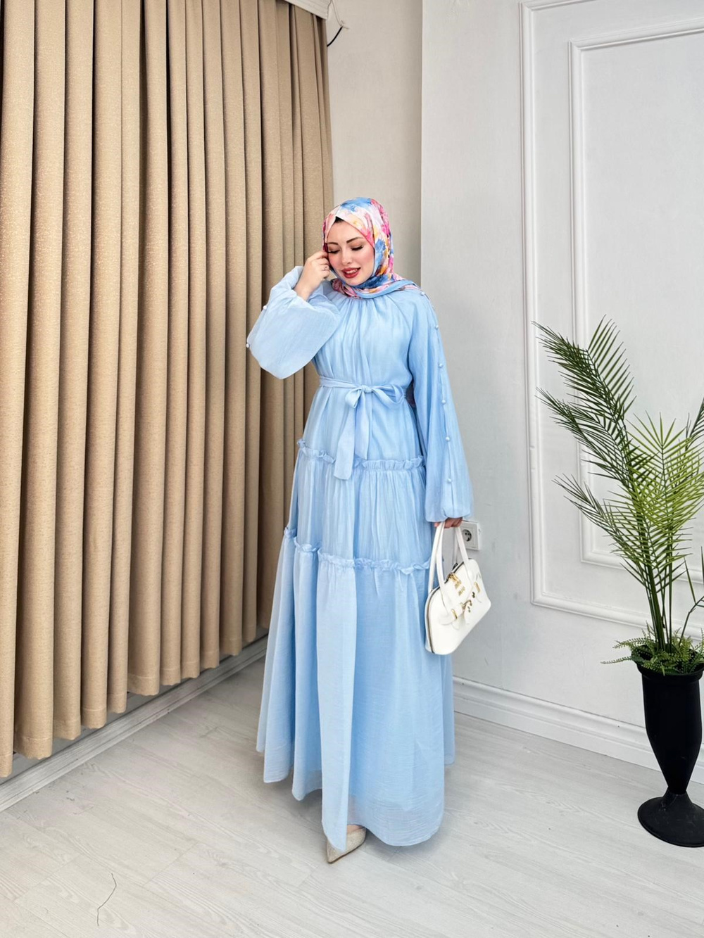 Gw5301-Soft Romance Elbise-Mavi