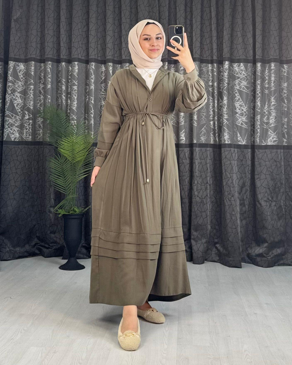 Gx0129-Lora Elbise-Yeşil