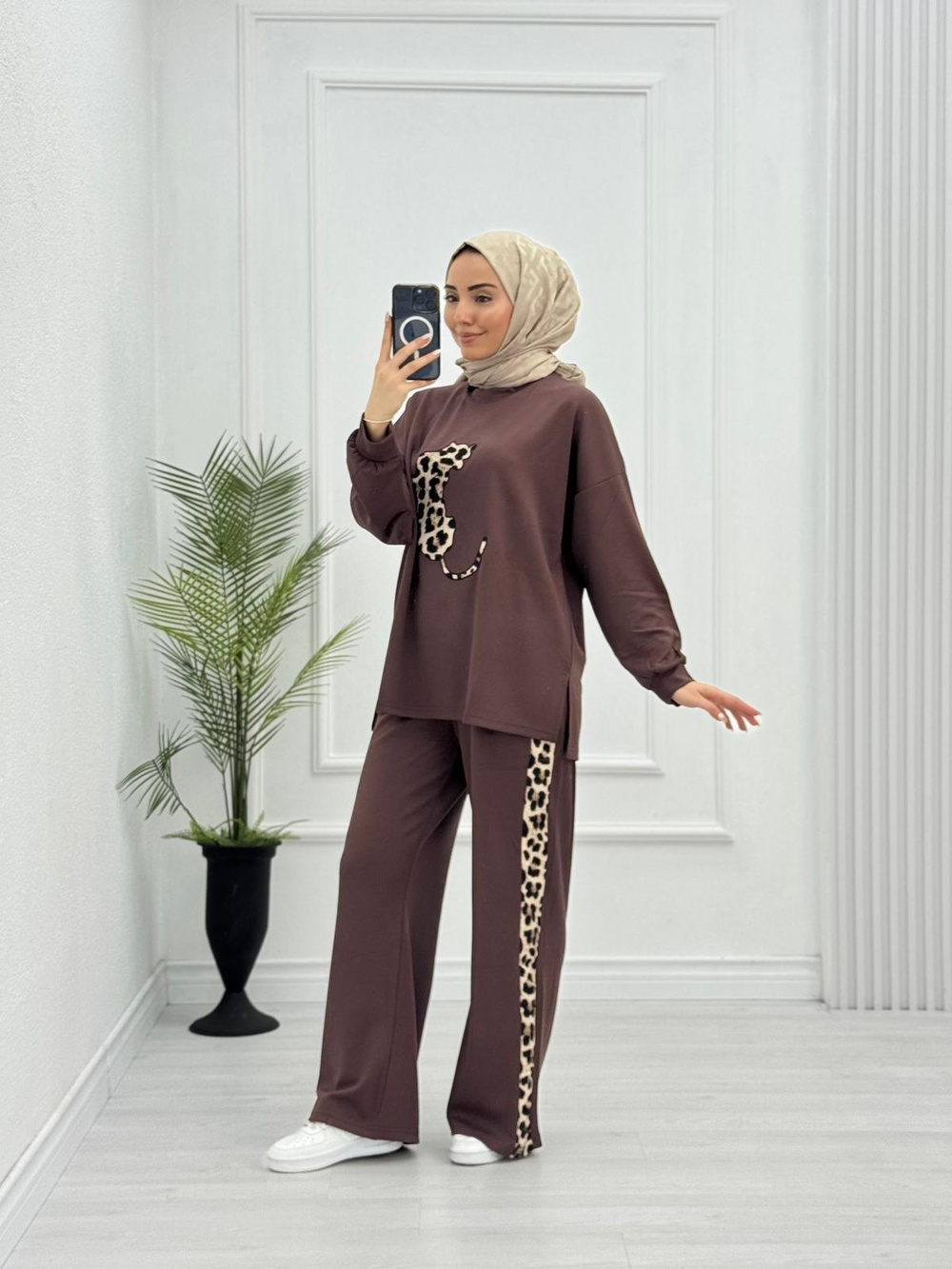 Gx1079-Leopar Takım-Koyu Kahverengi