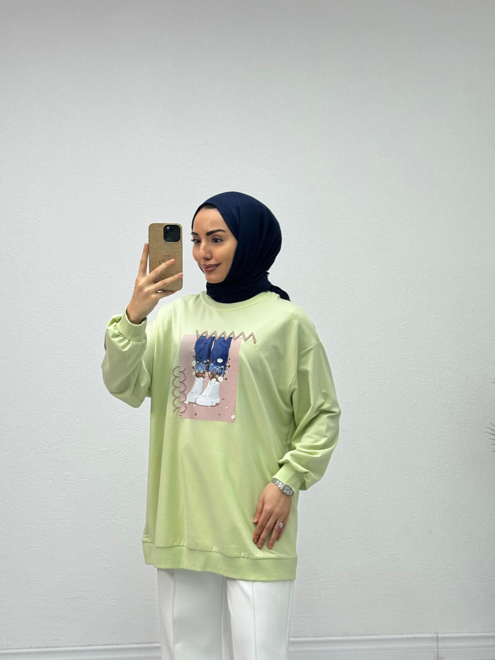 Hx3839-Basic Sweat-Yeşil