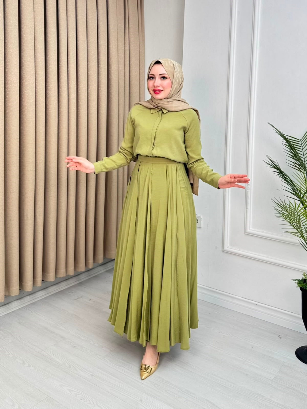Jx4468-Alya Vual Etekli Takım-Yeşil