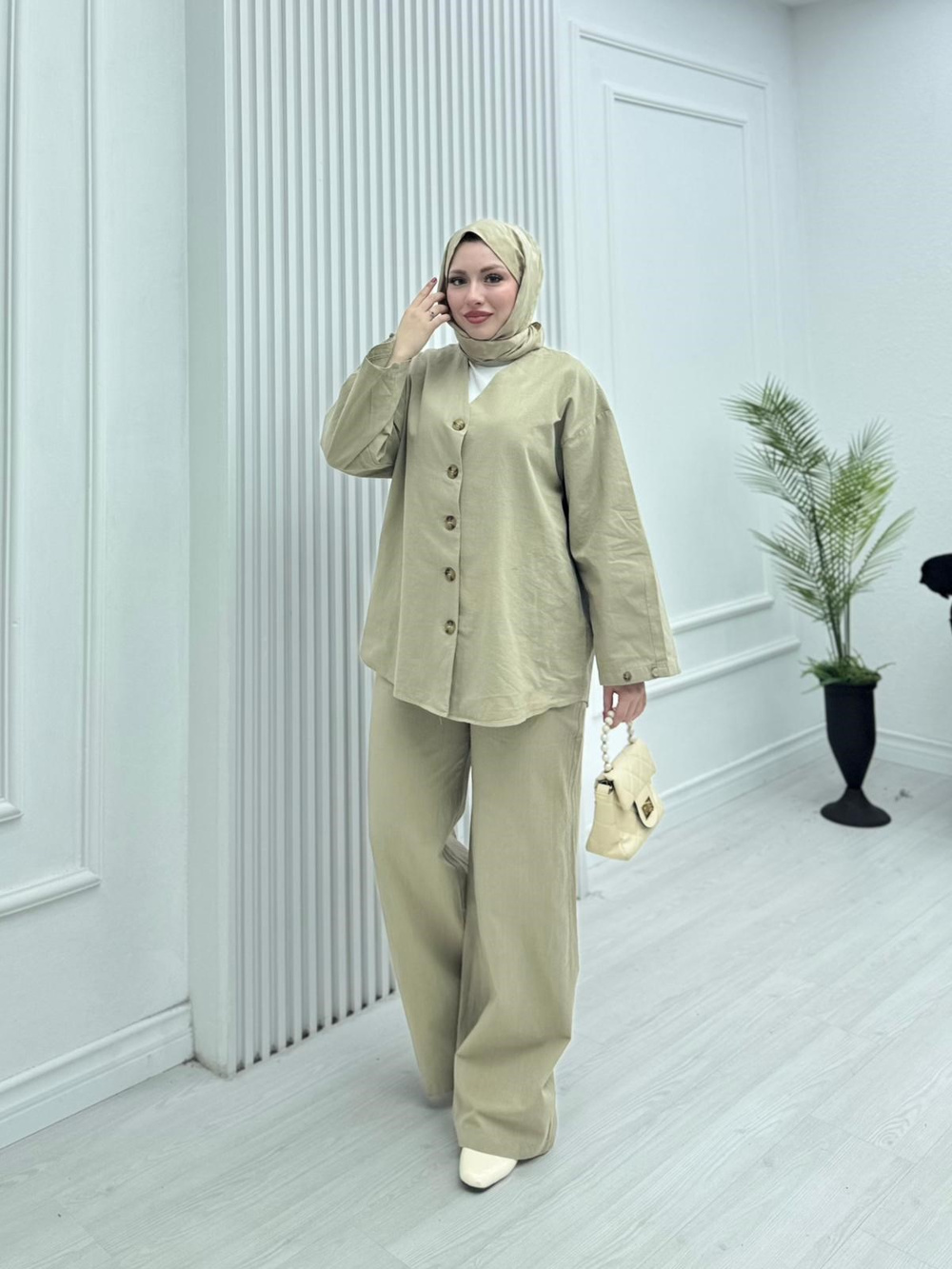 Jx5365-Pamuk Keten İkili Takım-Soft Yeşil