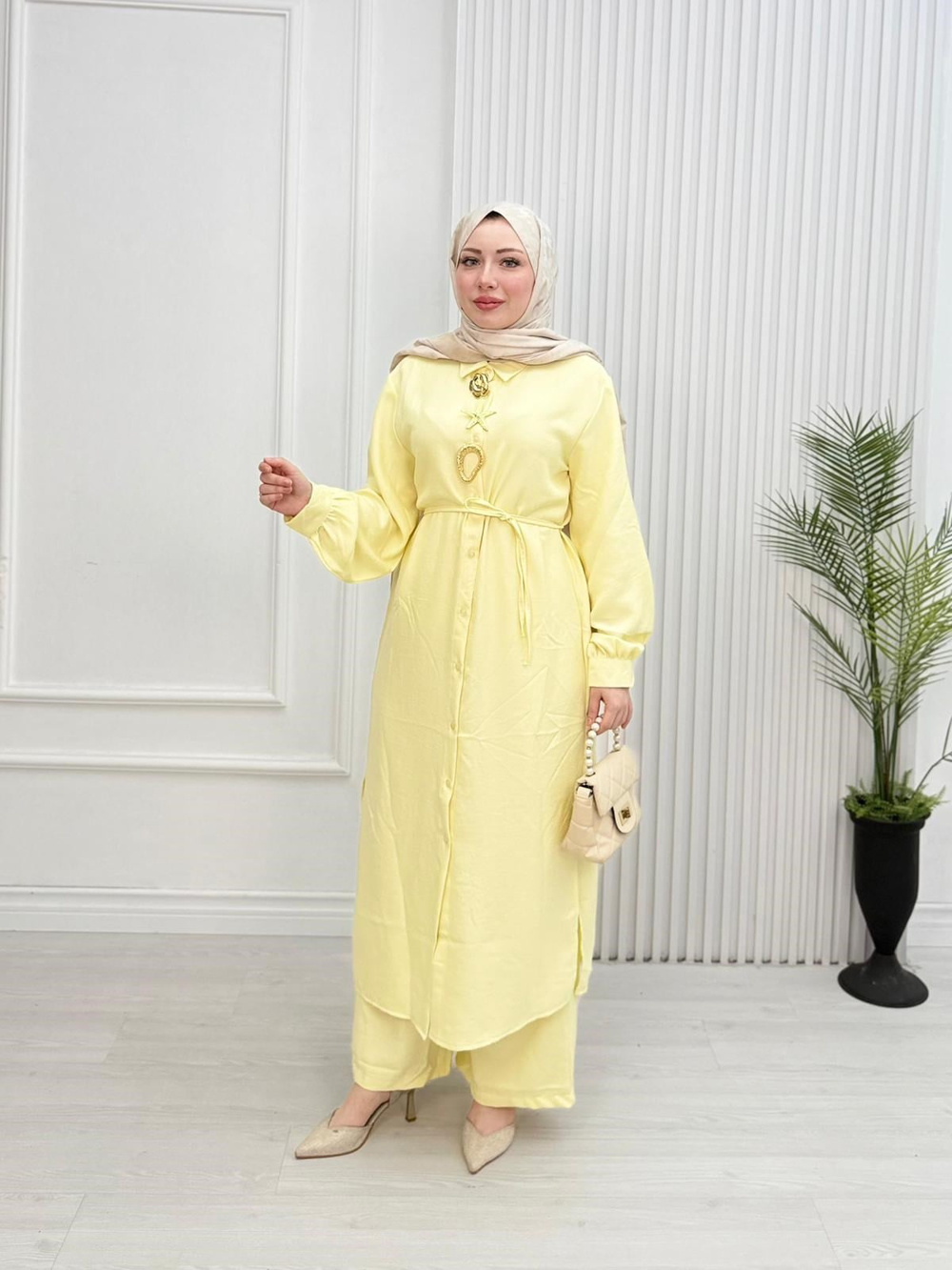 Kx5367-Sofya Pantolon Takım-Sarı