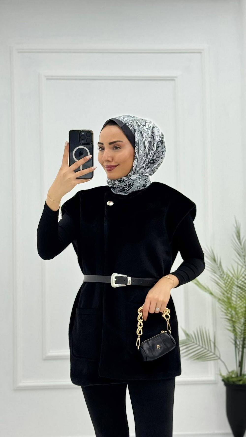 Px0102-Mira Kürk Yelek-Siyah