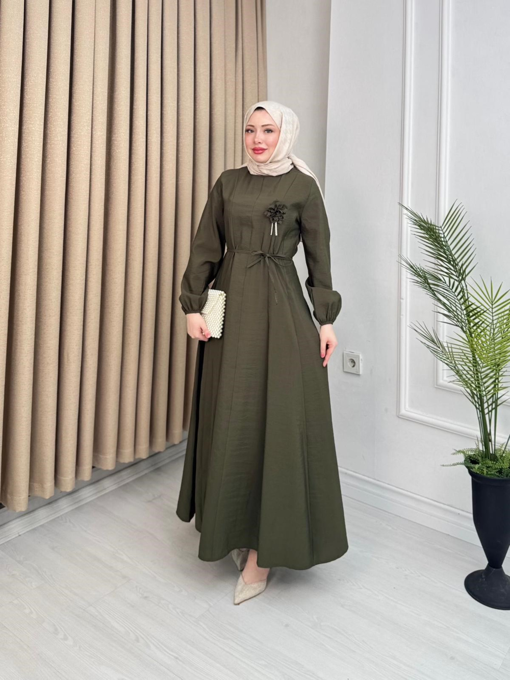 Qb5296-Melisa Tensel Elbise-Yeşil