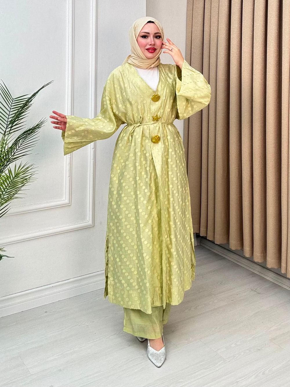 Rabia5578-Milano Vual Pantolonlu Takım-Yeşil