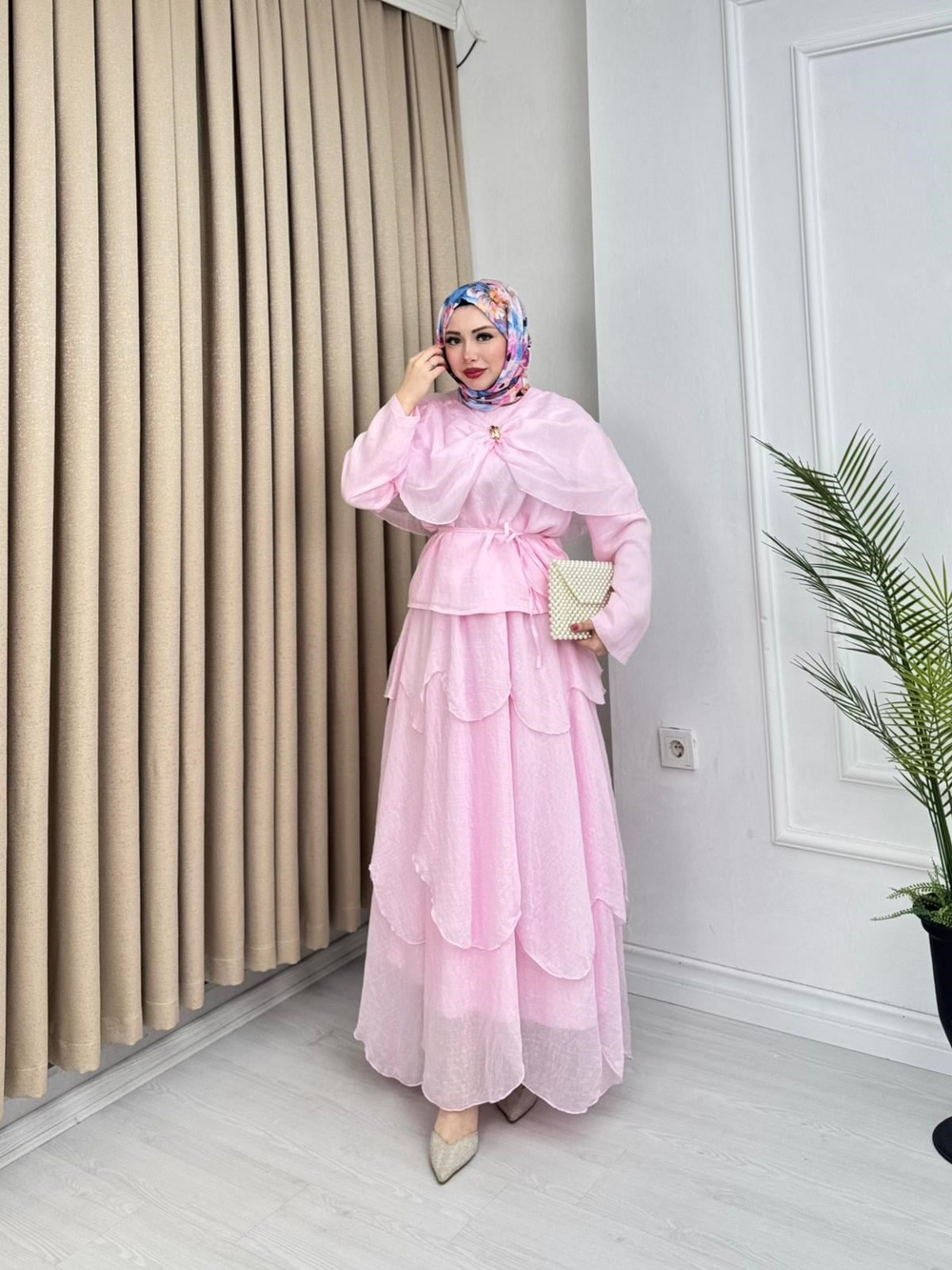 Rb4363-Lina Vual Etekli Takım-Açık Pembe