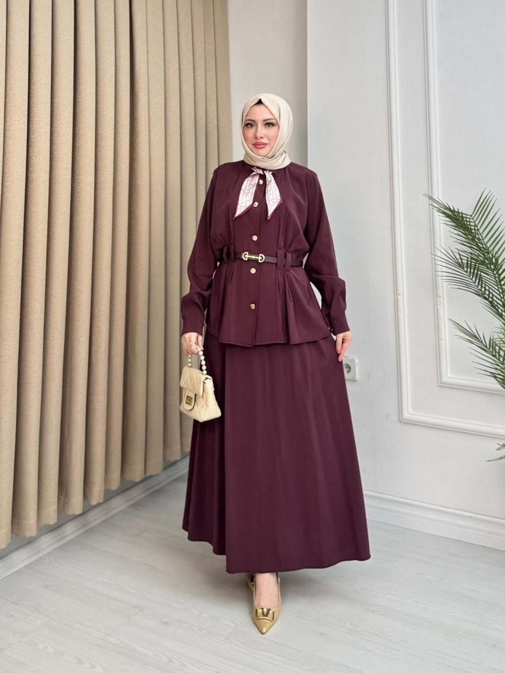 Rb5221-Modal Etekli Takım-Mürdüm