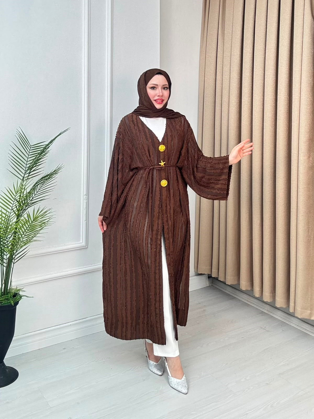 Rx5589-Vual Düğmeli Kap-Kahverengi