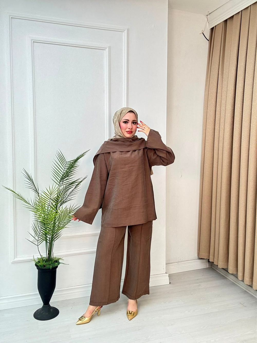 Rz6273-Viyana Vual Takım-Kahverengi
