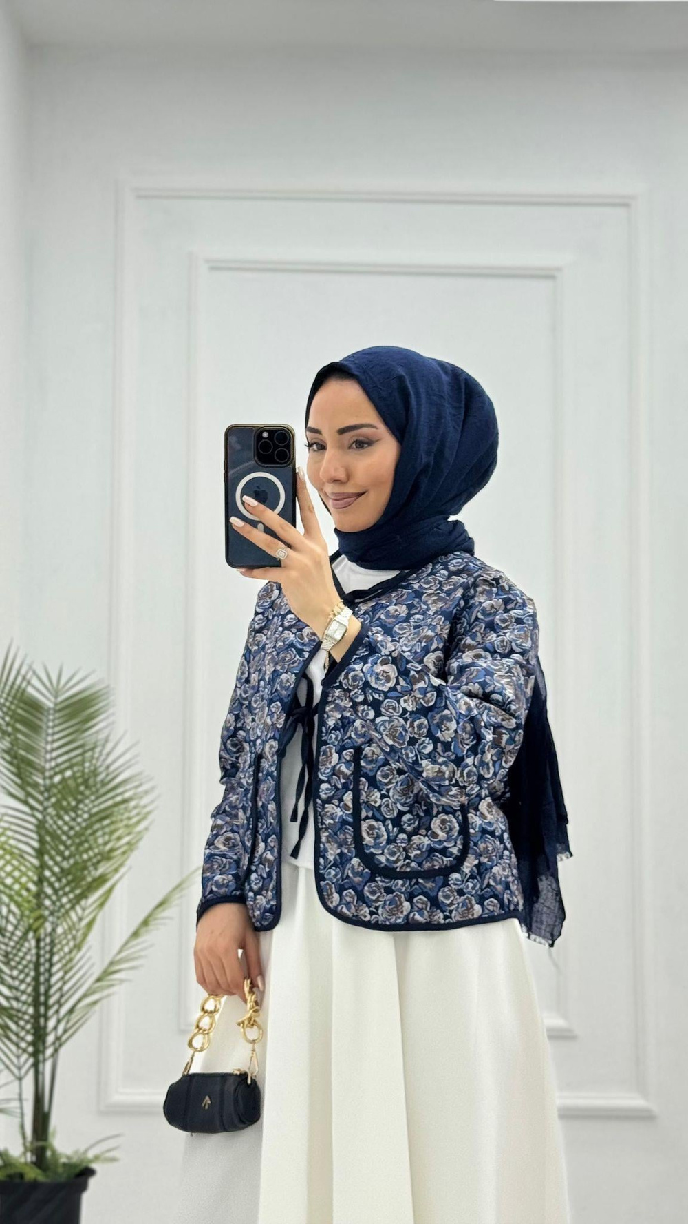Tx0505-Gül Desen Ceket-Lacivert