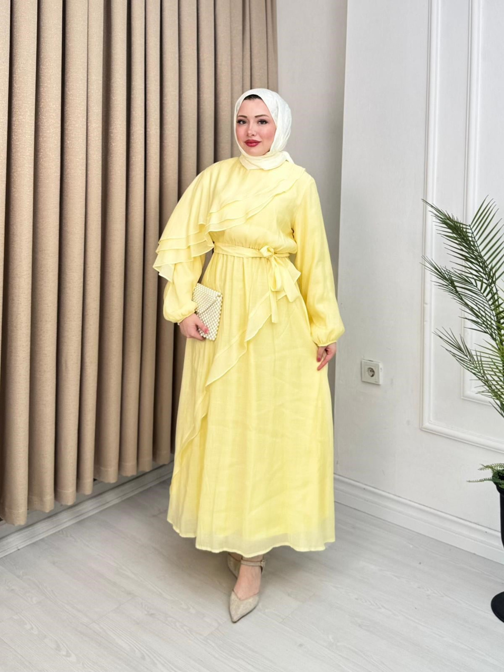Yb2568-Alaska Vual Elbise-Sarı