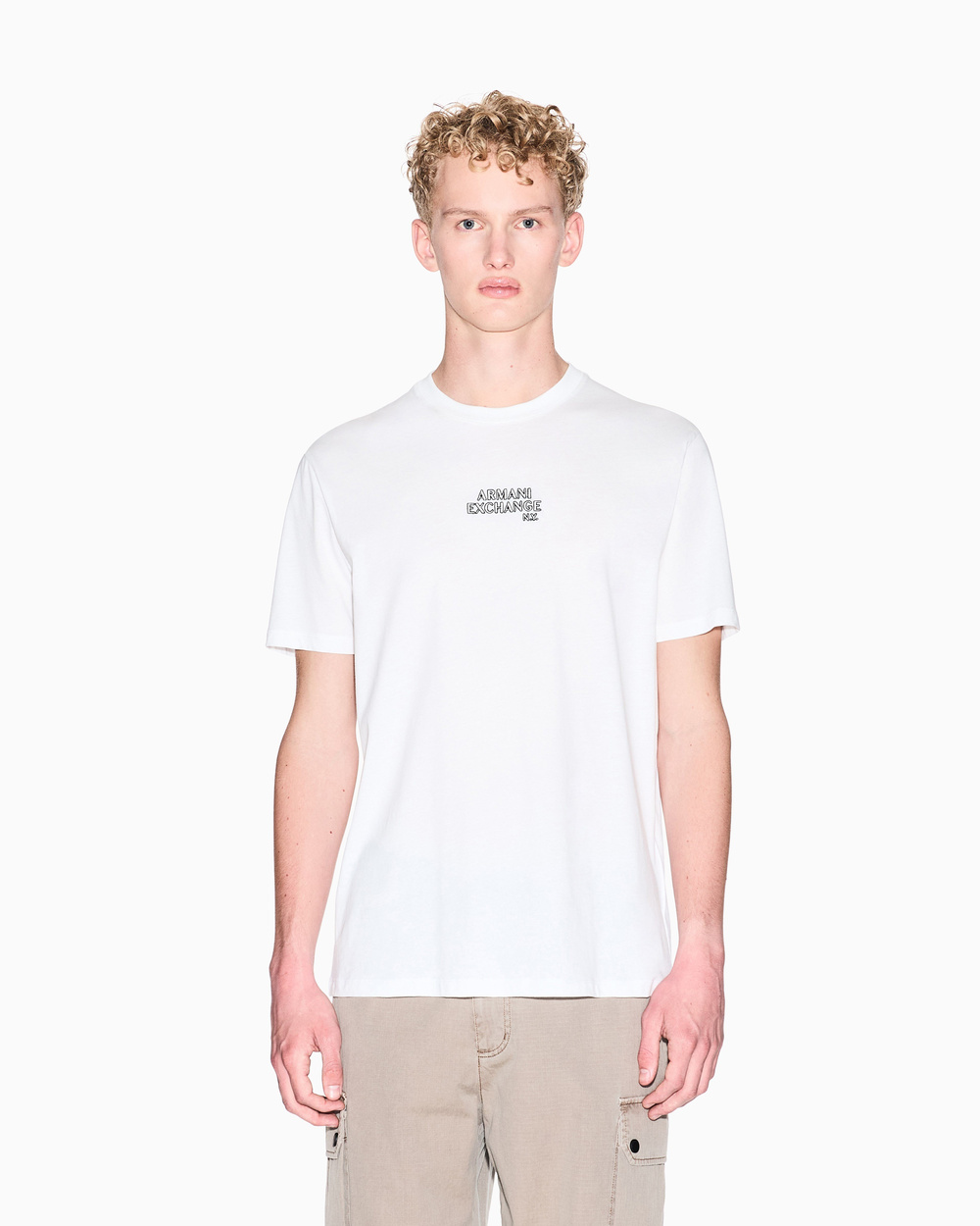 Armani Exchange Armani Exchange Erkek Logo Detaylı Yuvarlak Yakalı Kısa Kollu Beyaz T-Shirt XM001784 AF10356-U0009