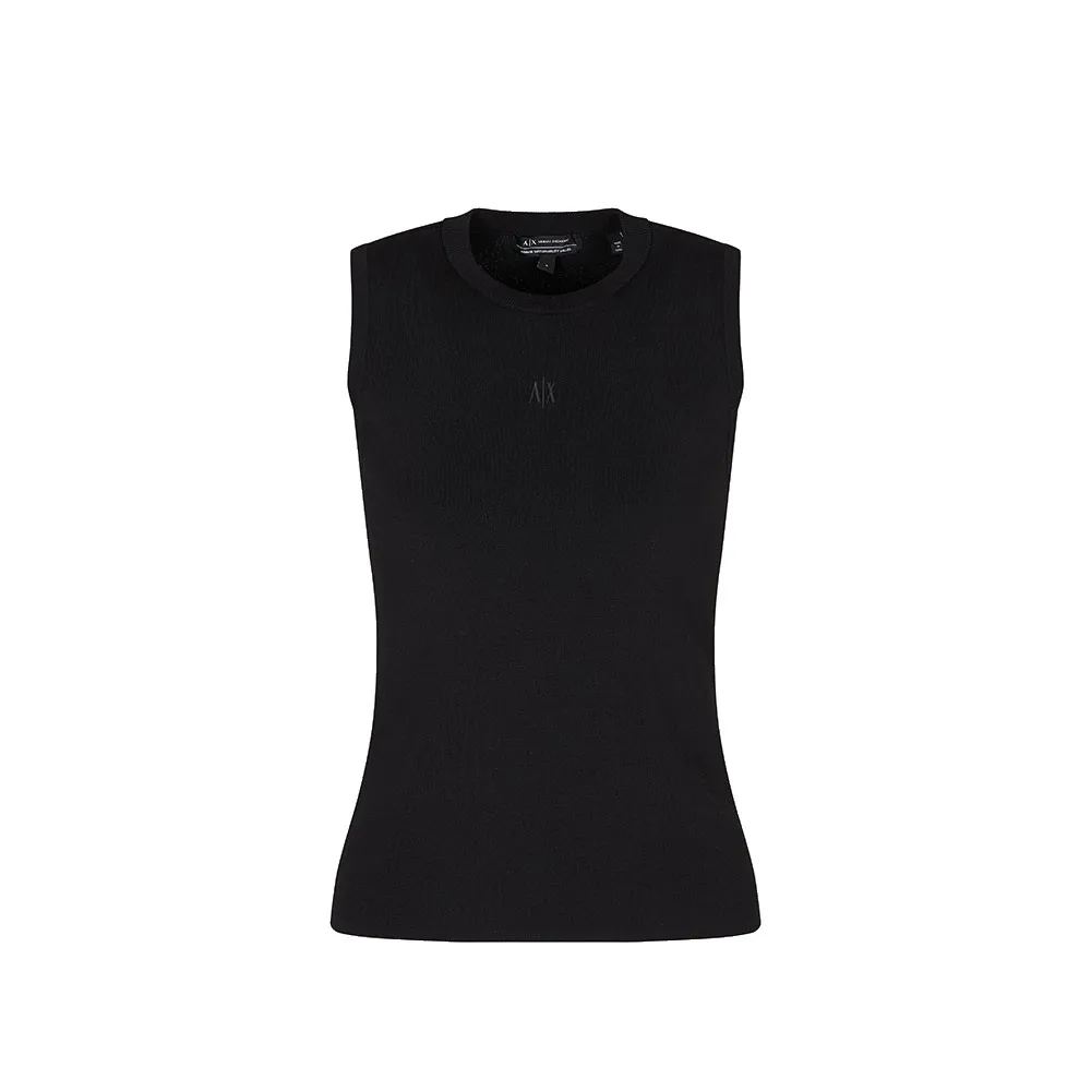 Armani Exchange Armani Exchange Kadın Normal Kalıp AX Logo İşlemeli Yuvarlak Yakalı Siyah Atlet XW001448 AF10352-UC001