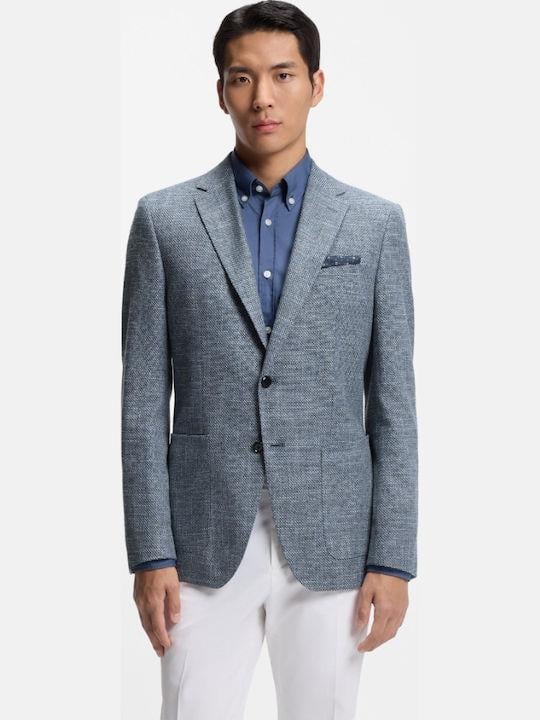 BOSS  BOSS Erkek Desenli Esnek Pamuklu Normal Kesim Lacivert Ceket 50556910-404