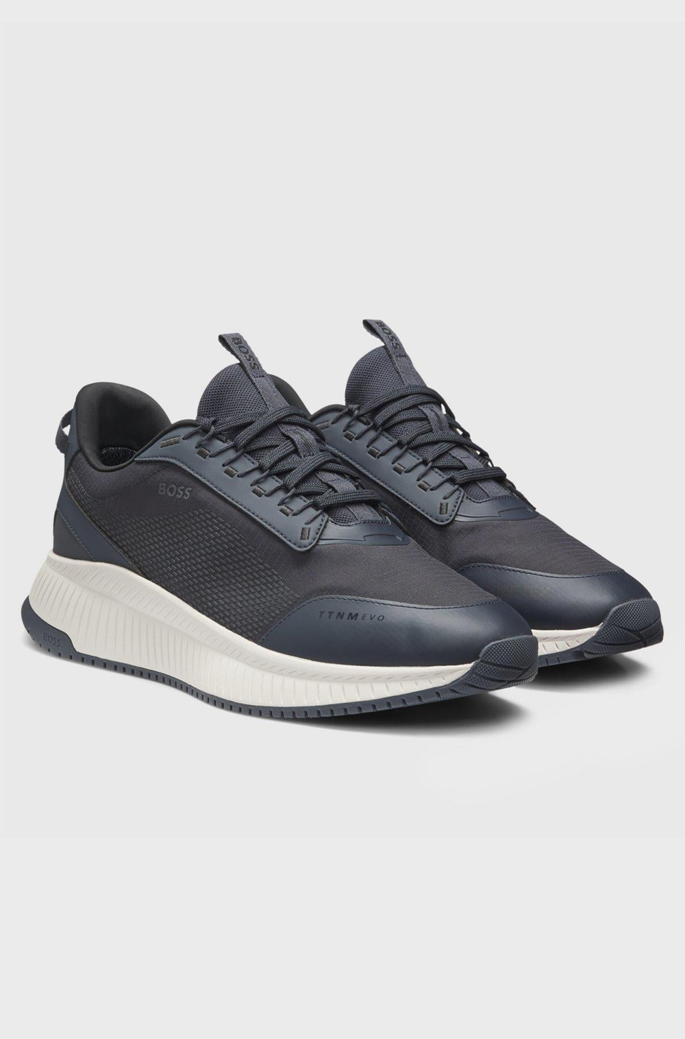 BOSS  BOSS Erkek Dokulu Kumaş Detaylı Rahat Tabanlı Lacivert Sneaker 50557862-401