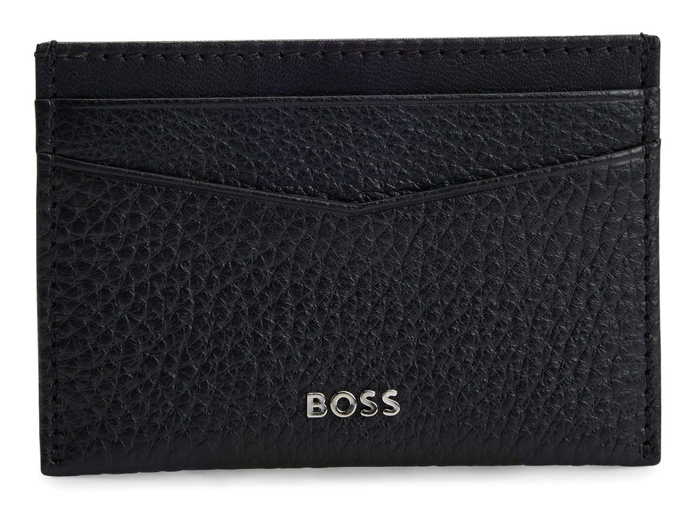 BOSS BOSS Erkek Logo Kabartmalı 4 Kart Bölmeli Deri Siyah Kartlık 50529515-001