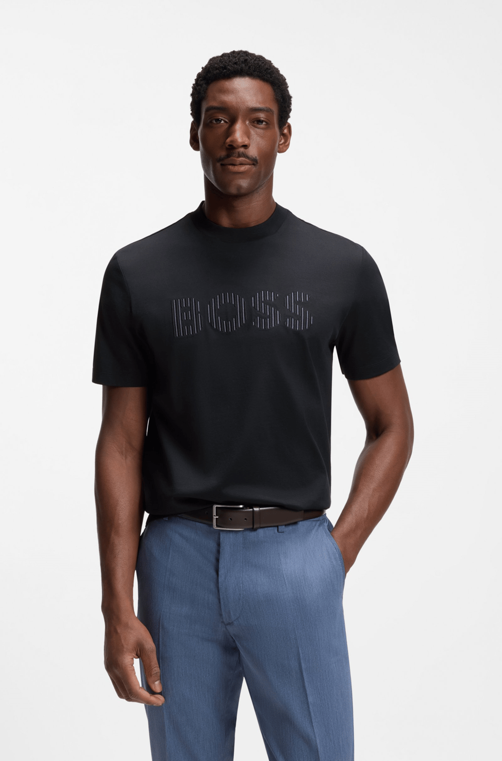 BOSS  BOSS Erkek Logolu Bisiklet Yaka Kısa Kol Standart Lacivert T-Shirt 50560466-404