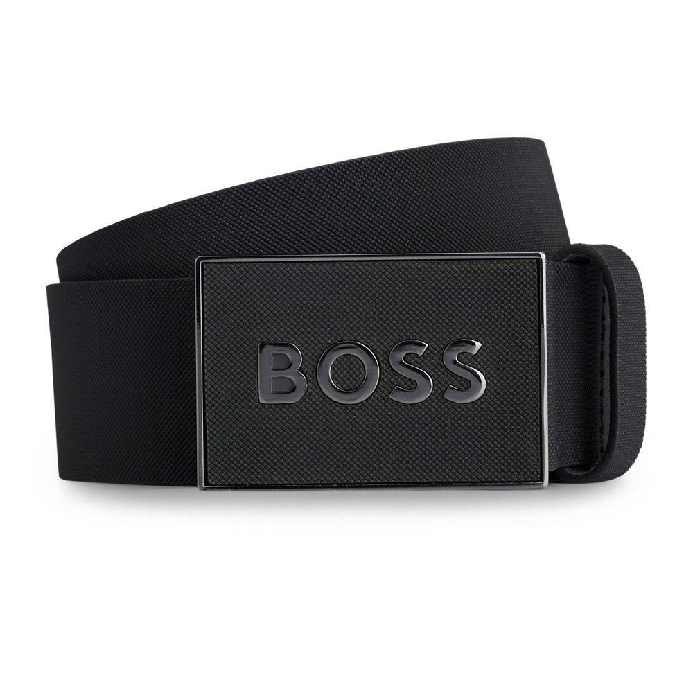 BOSS BOSS Erkek Marka Logolu Deri Günlük Kullanım Siyah1 Kemer 50471333-003
