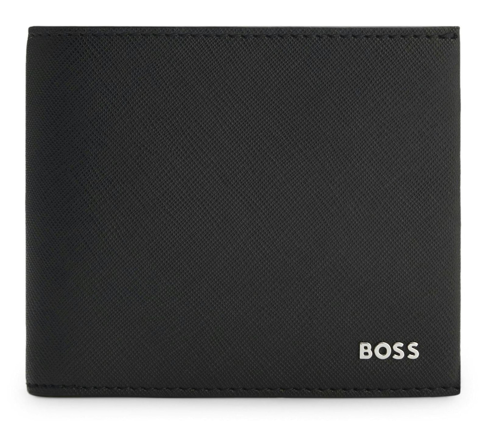 BOSS  BOSS Erkek Metalik Logo Detaylı Nakit Para Bölmeli Deri Siyah Cüzdan 50568378-001