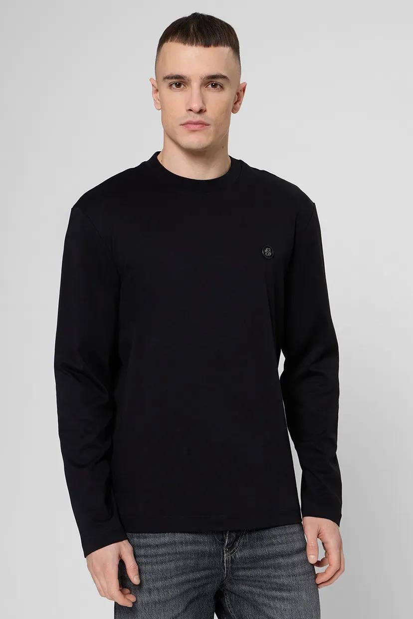 BOSS  BOSS Erkek Normal Kalıp %100 Pamuklu Logo Baskılı Uzun Kollu Siyah Sweatshirt 50555107-001