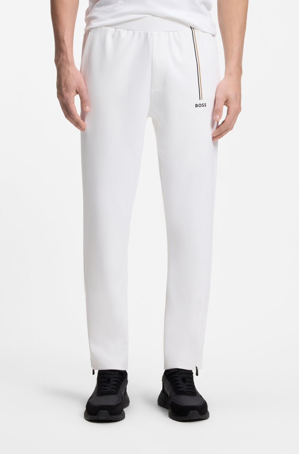 BOSS  BOSS Erkek Normal Kesim Isı Düzenleyici Esnek Gabardin Kumaşlı Beyaz Eşofman Altı 50563330-100