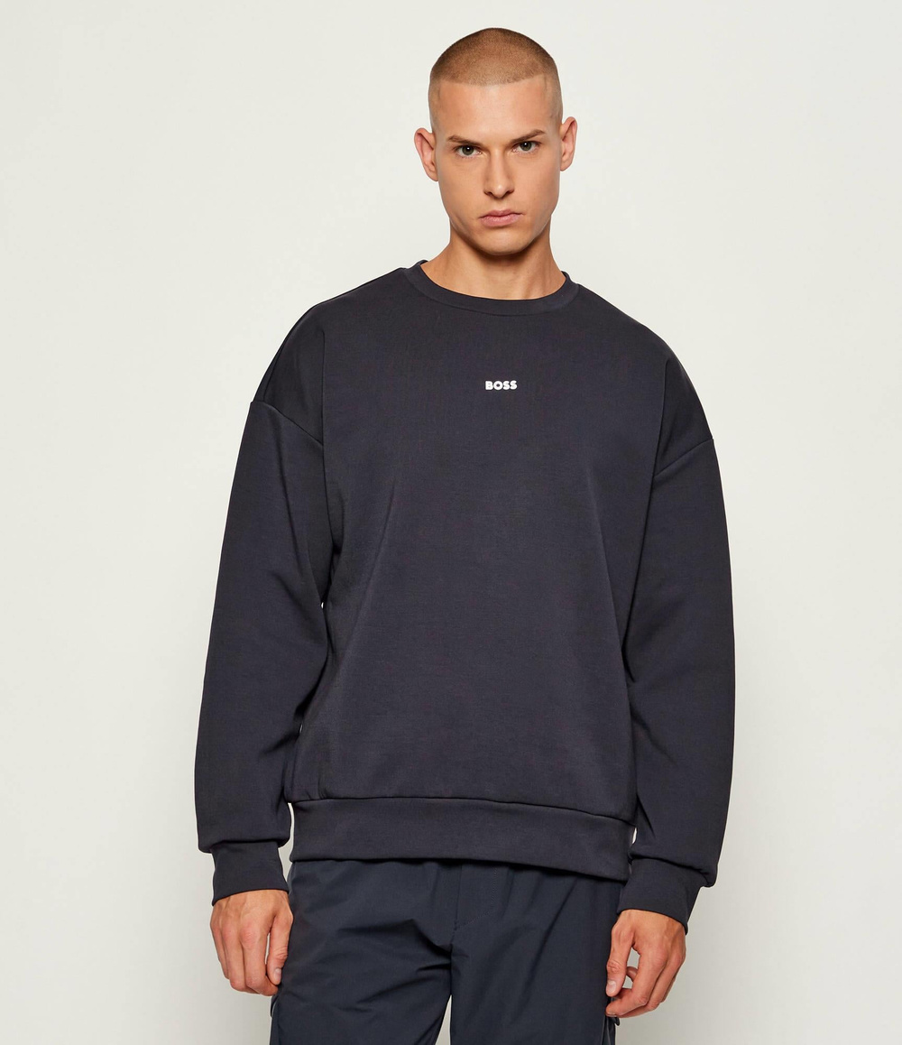 BOSS  BOSS Erkek Rahat Kalıp Pamuklu Yuvarlak Yakalı Uzun Kollu Lacivert Sweatshirt 50558591-403