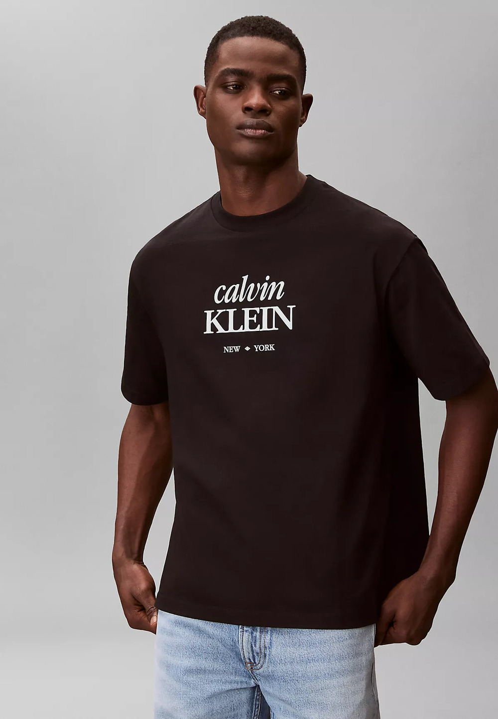 Calvin Klein Calvin Klein Erkek Bisiklet Yaka Calvin Klein Yazı Desenli Kısa Kollu Siyah T-Shirt LV04RF818G-UB1