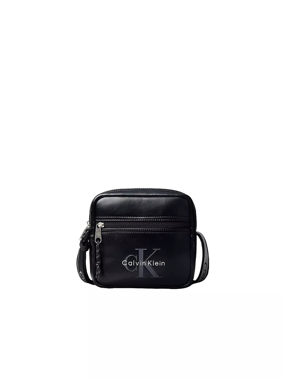 Calvin Klein Calvin Klein Erkek Düz Deri Küçük Cep Fermuar Kapama Ayarlanabilir Askı Siyah Omuz Çantası LV04D3445G-UB1
