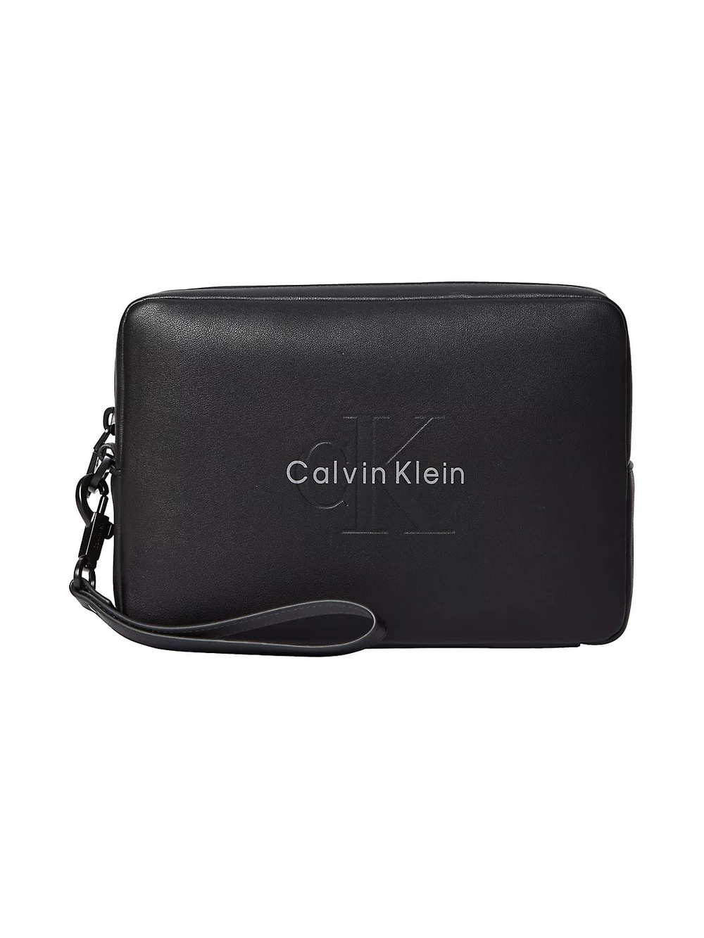 Calvin Klein Calvin Klein Erkek Fermuar Kapama Deri CK Desen İç Bölme Siyah Cüzdan LV04D1257G-UB1
