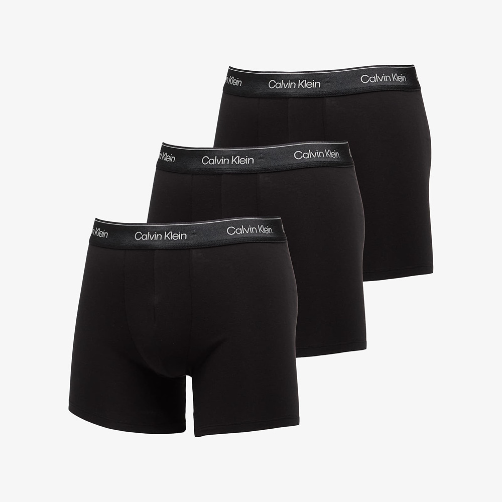 Calvin Klein Calvin Klein Erkek Logo İmzalı Elastik Bel Bantlı Pamuklu Üçlü Paket Siyah Boxer LV00NB4576-UB1