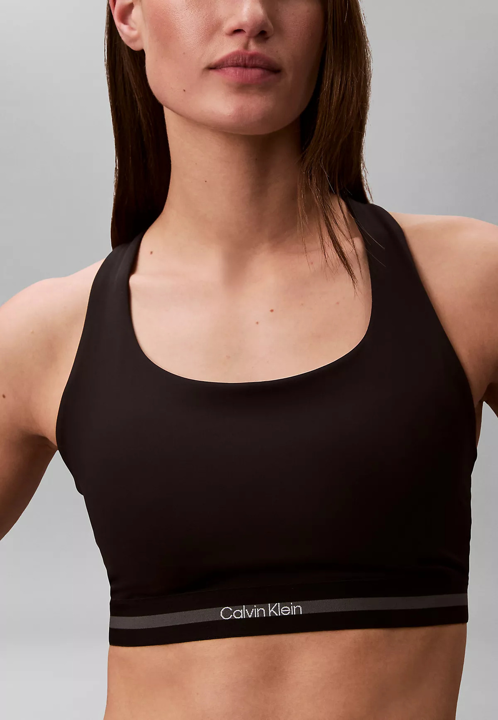 Calvin Klein Calvin Klein Kadın Dar Kalıp Logo Detaylı Elastik Bel Bantlı Crop Siyah Sporcu Sütyeni LVGWS6K346-UB1